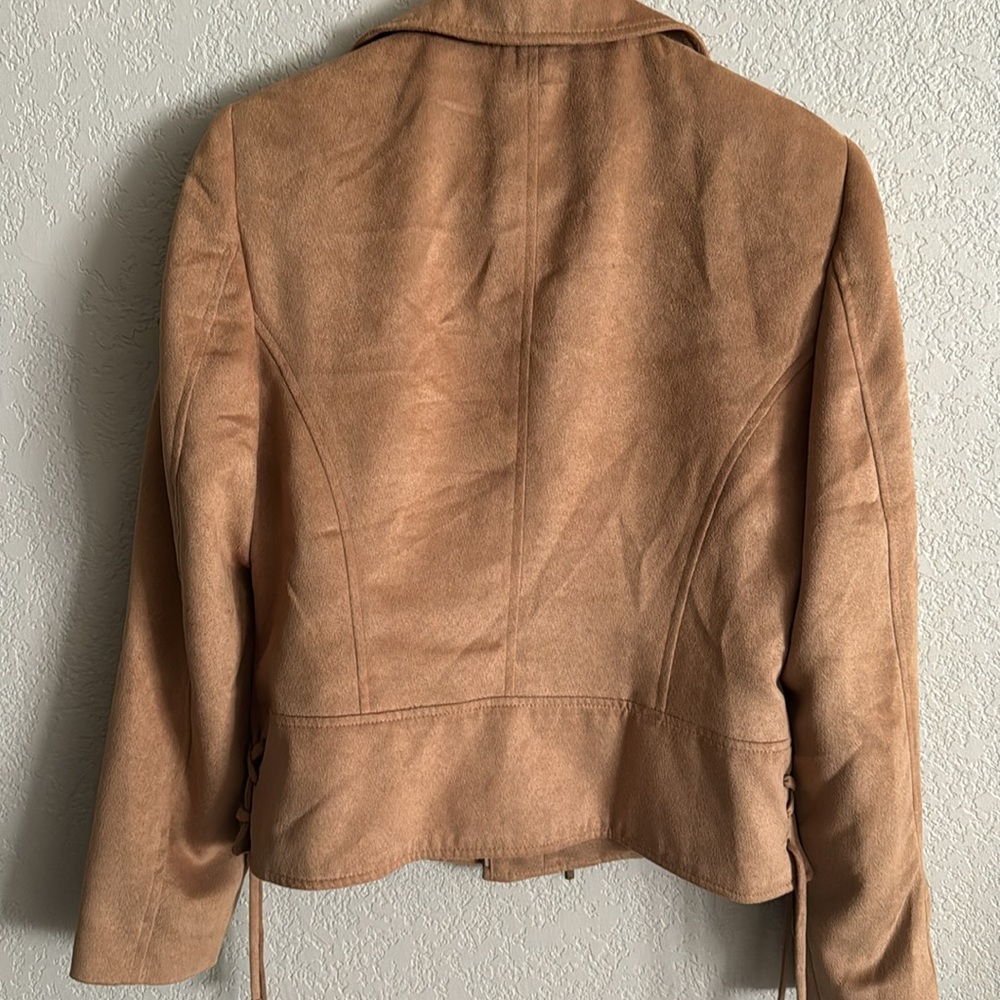 Tribal Faux Suede Full Zip Jacket Camel Brown Size 6 - Picture 6 of 6